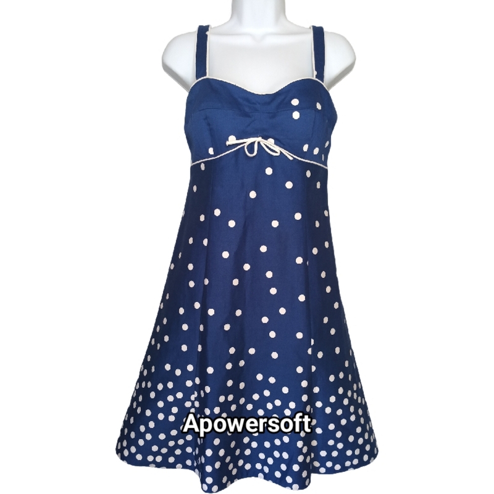 Blue Polka Dot A-Line Dress